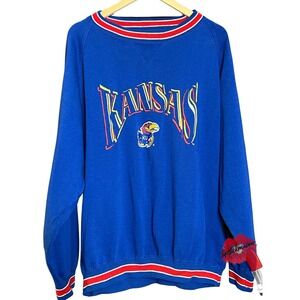 Vintage Kansas Jayhawks Crewneck Size Large Sweatshirt Pullover Logo 7 Oversized